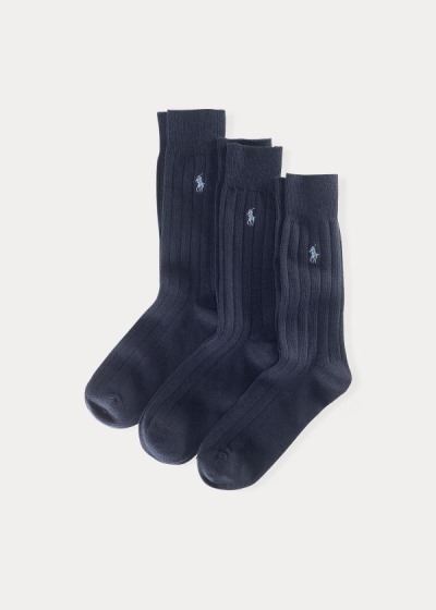 Calcetines Polo Ralph Lauren Hombre Azul Marino - Combed Cotton Rib 3-Pack - BMFHL0621